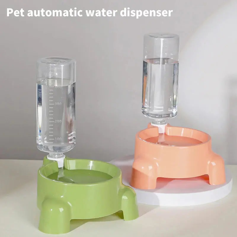 Zenn Organics Inc pet water bottle with automatic dispenser for puppies and cats, featuring a single drinking bowl for easy hydration.