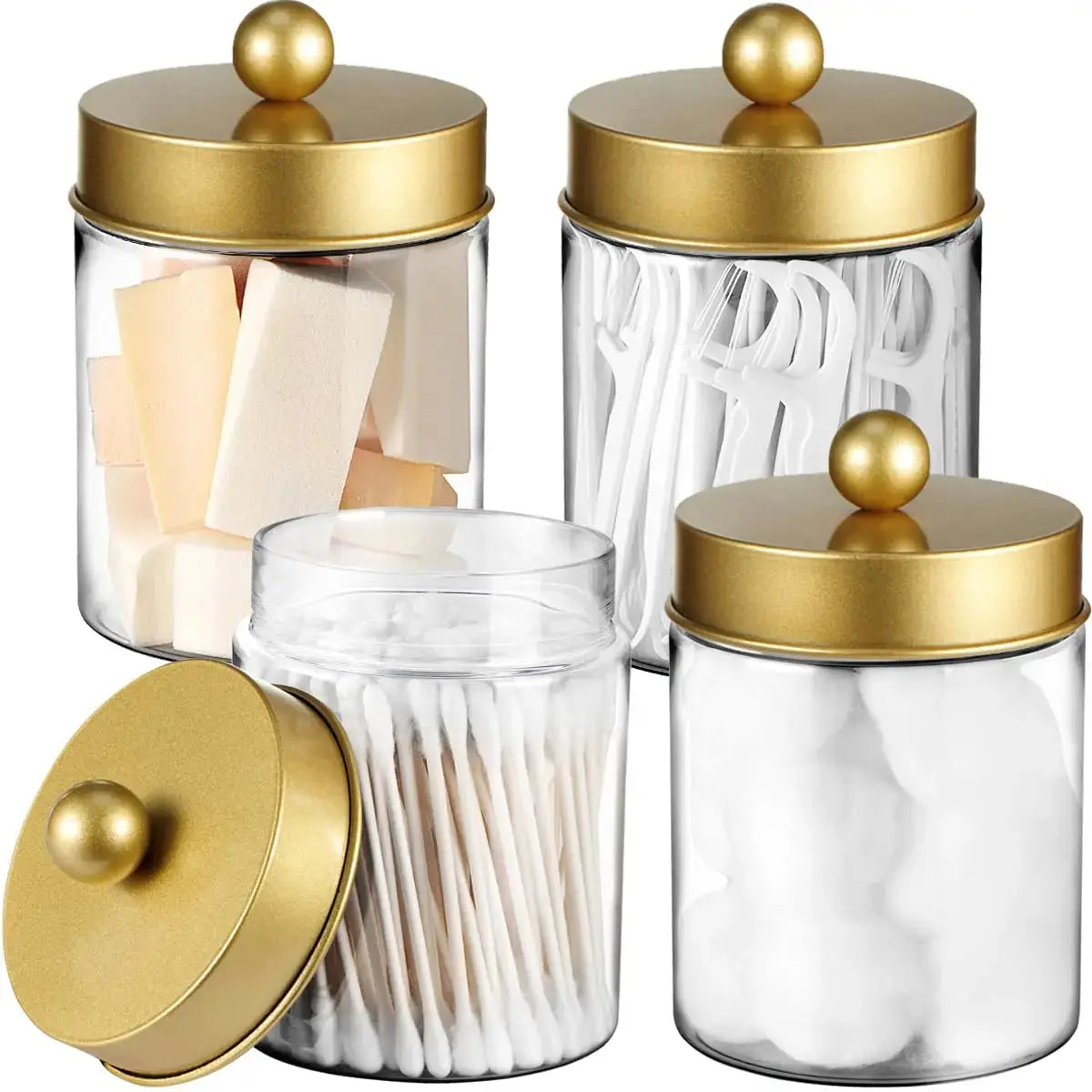 Bathroom Vanity Storage Organizer Set -- Farmhouse Decor Qtip Holder for Cotton Swabs,Makeup Sponges,Flossers,Paper Clips Zenn Organics Inc