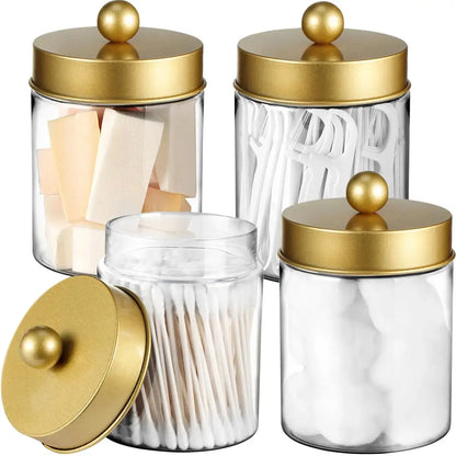 Bathroom Vanity Storage Organizer Set -- Farmhouse Decor Qtip Holder for Cotton Swabs,Makeup Sponges,Flossers,Paper Clips Zenn Organics Inc