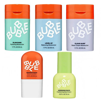 Bubble skincare set with moisturizer for normal-to-dry skin, featuring nourishing face and body products by Zenn Organics Inc.