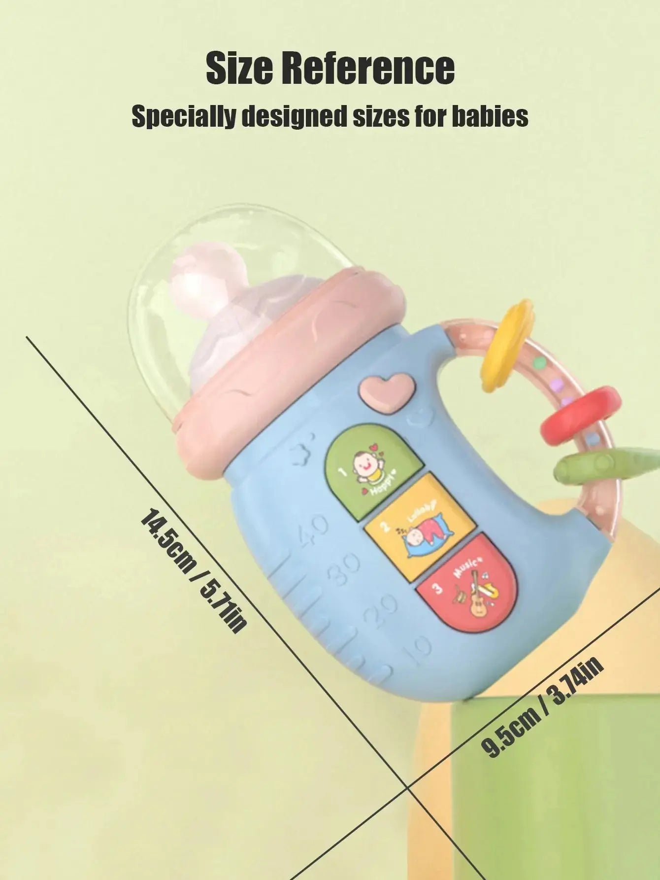1pc Baby Musical Feeding Bottle Newborn Soft Teether Rattles Educational Toy 18M+ Mobile Rattles Toys Soothing Vocal Music Zenn Organics Inc