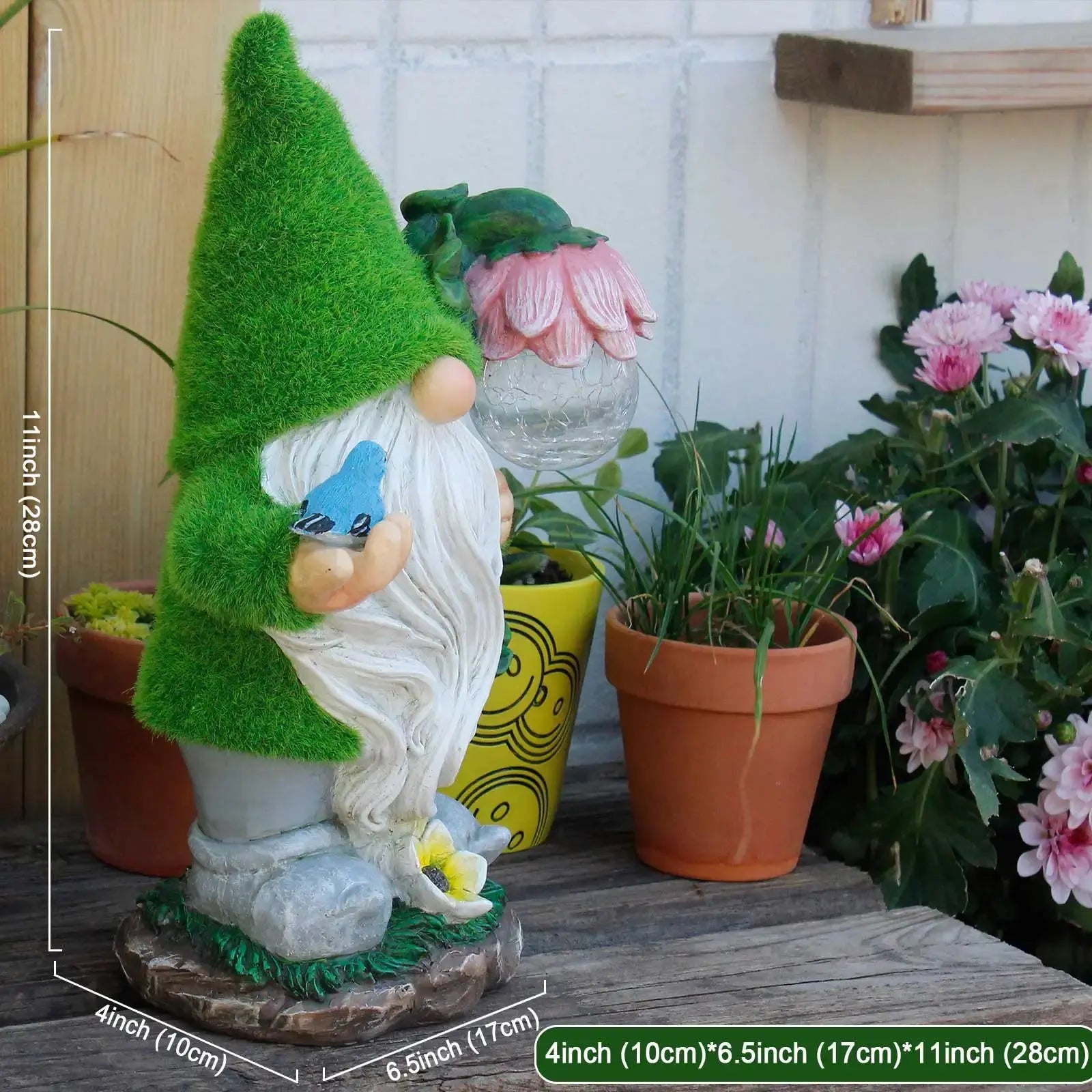 Garden Gnome Solar Light Outdoor Waterproof LED Decor for Yard Patio Flower Bed Pathway Water Feature Glow Night Light Figurine Zenn Organics Inc