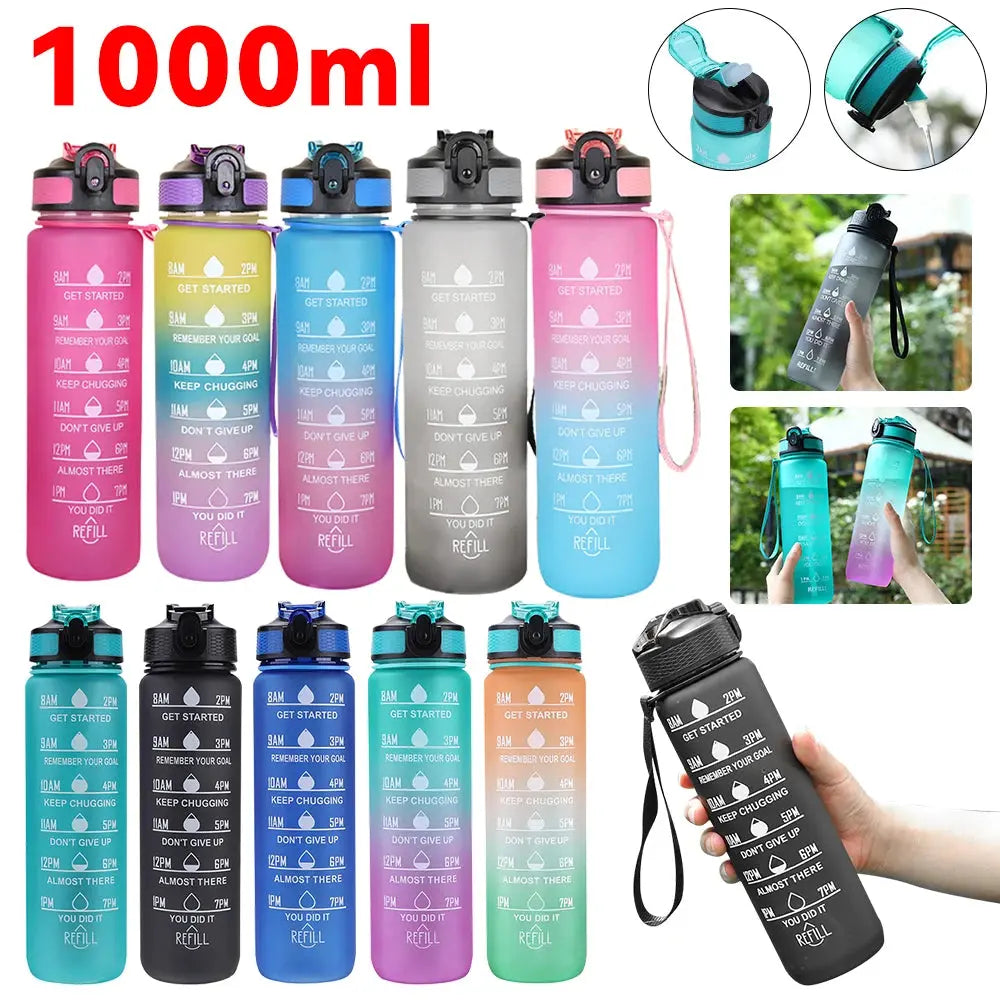 1L Water Bottle Portable Sport Water Bottle Pretty Drink Bottle Leakproof Gym Water Bottle for Outdoor Travel Fitness Cycling Zenn Organics Inc
