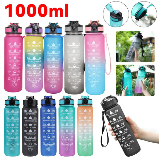 1L Water Bottle Portable Sport Water Bottle Pretty Drink Bottle Leakproof Gym Water Bottle for Outdoor Travel Fitness Cycling Zenn Organics Inc