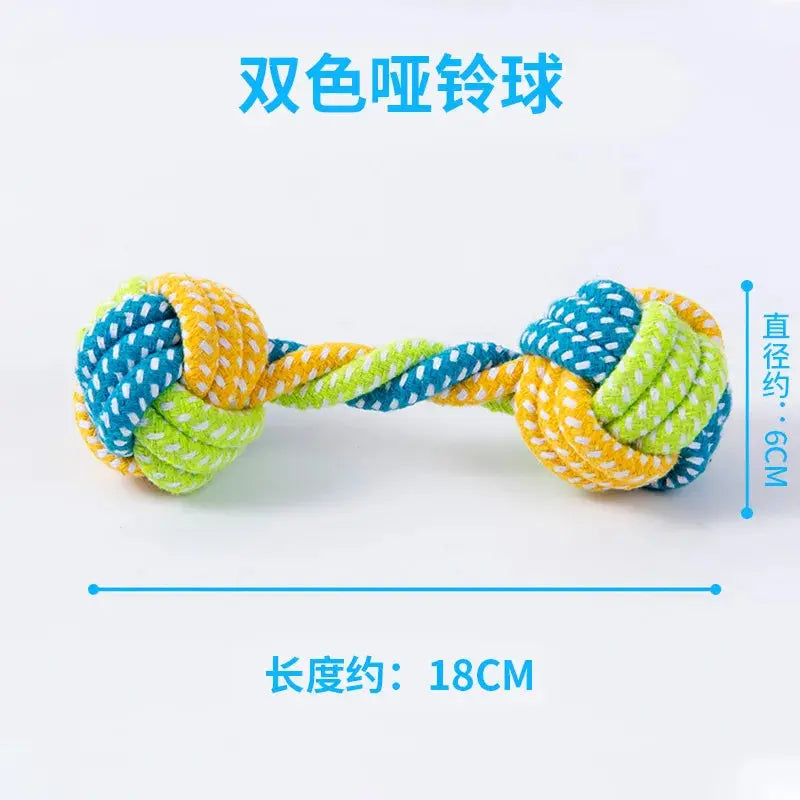 Zenn Organics Inc pet dog toy set with cotton rope and small ball for large and small dogs, including chew and toothbrush accessories.
