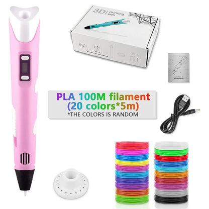 3D Pen For Children 3D Printing Drawing Pen DIY Funny Set for Kids Chidren Birthday Chrismas Creative Gift with PLA Filament Zenn Organics Inc
