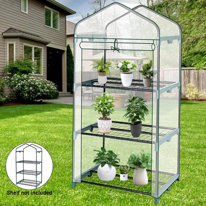 Garden Greenhouse 4 Tier Walk-in Green House Transparent Cover with Doors & Windows Small Waterproof Frost Without Iron Frame Zenn Organics Inc