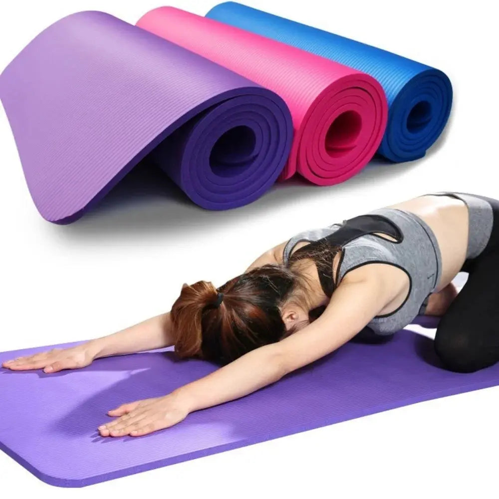 Close-up of Zenn Organics Inc yoga mat with textured anti-skid surface, 3-6mm thick EVA foam for yoga and fitness exercises.