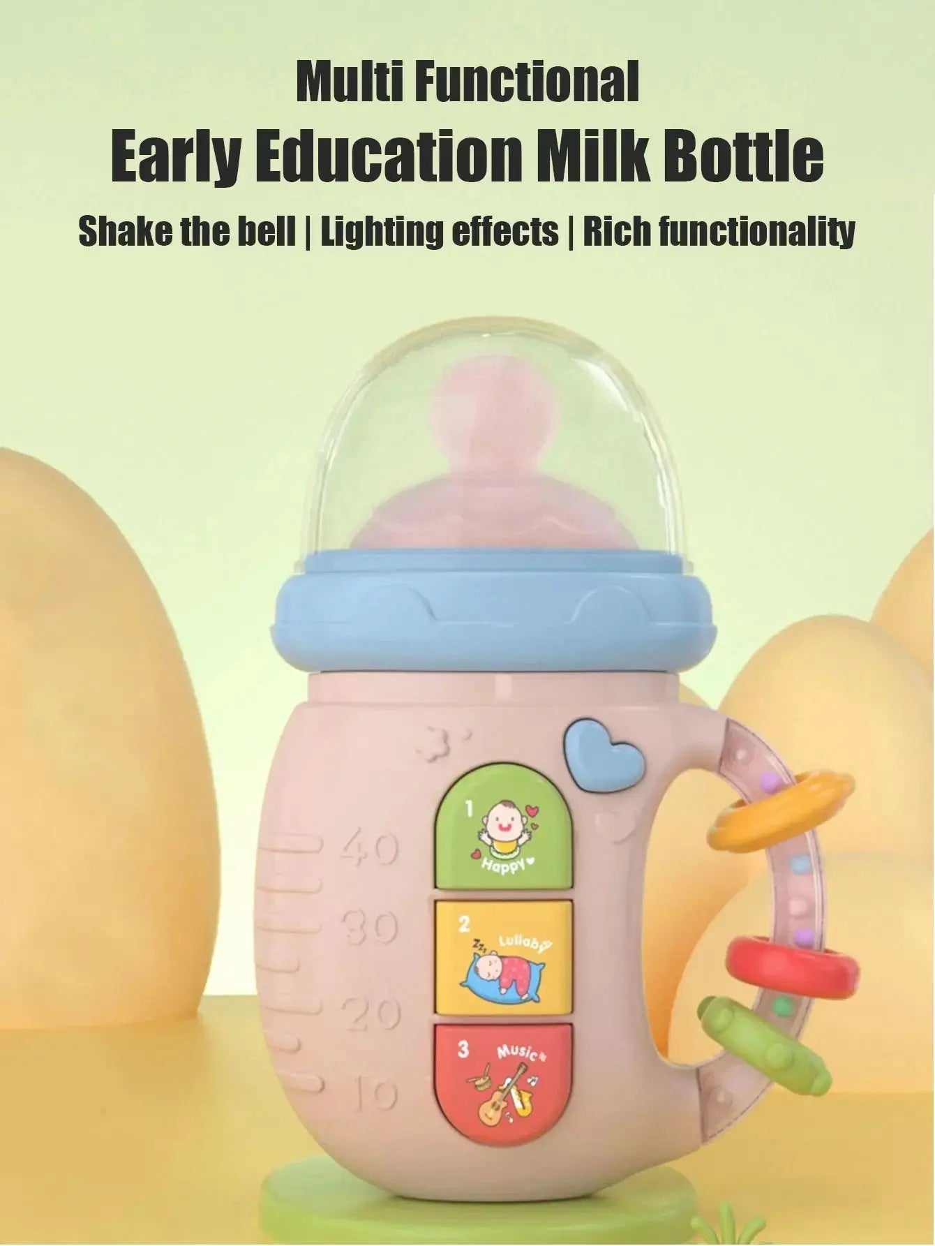 1pc Baby Musical Feeding Bottle Newborn Soft Teether Rattles Educational Toy 18M+ Mobile Rattles Toys Soothing Vocal Music Zenn Organics Inc