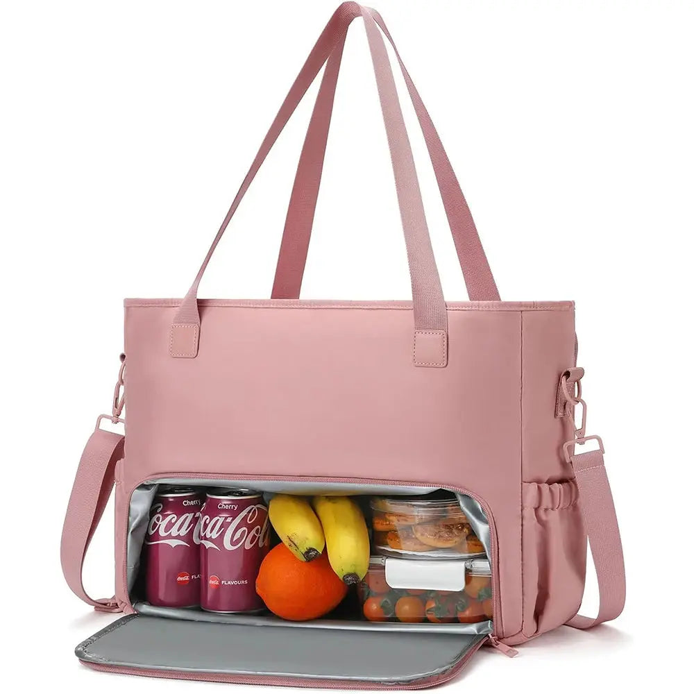 2 in 1 Lunch Tote Bag for Women with 15.6" Laptop Compartment Handbag Work Business lunch Insulated Shoulder Bag Thermal Bag ﻿ Zenn Organics Inc