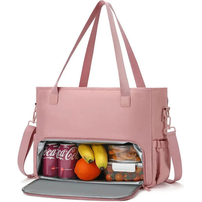 2 in 1 Lunch Tote Bag for Women with 15.6" Laptop Compartment Handbag Work Business lunch Insulated Shoulder Bag Thermal Bag ﻿ Zenn Organics Inc