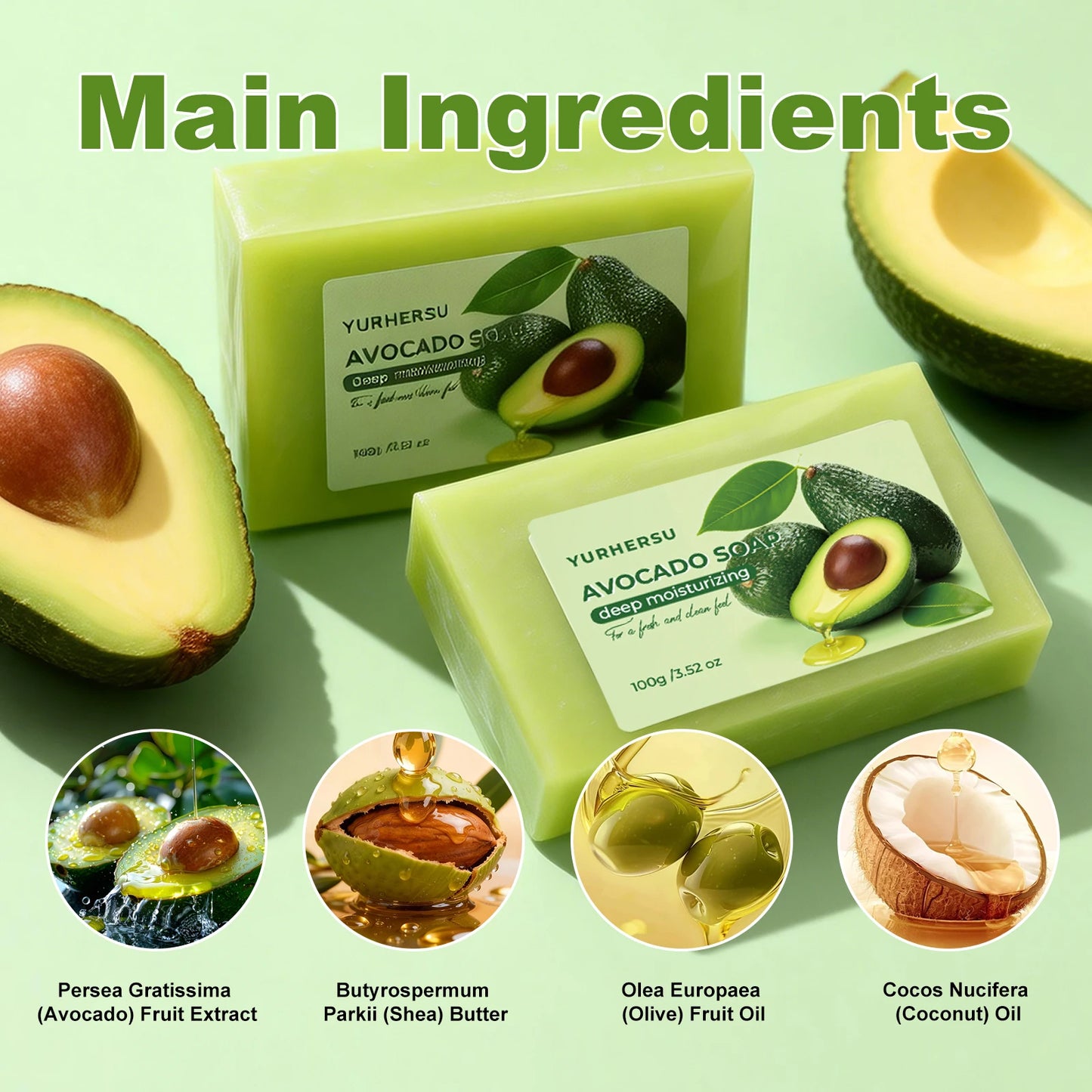 Organic Avocado Extract Soap Hydrating Soothe Repair Rough Skin Brighten Smooth Glowing Face Body Wash Zenn Organics Inc