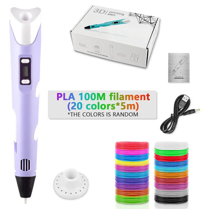 3D Pen For Children 3D Printing Drawing Pen DIY Funny Set for Kids Chidren Birthday Chrismas Creative Gift with PLA Filament Zenn Organics Inc