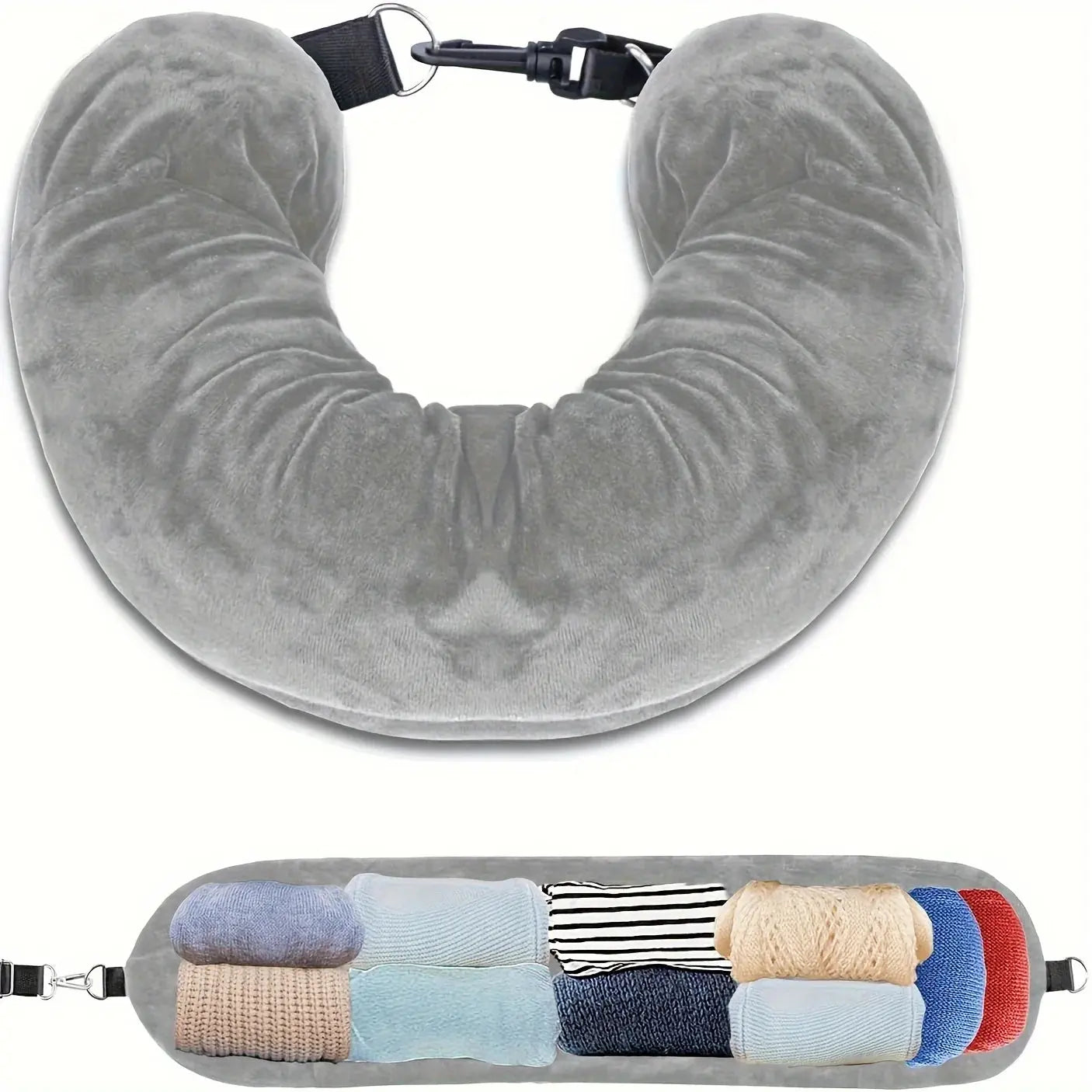 Travel U-shaped Pillow That Can Be Filled with Clothes, Easy to Carry, Essential for Flights and Daily Use| Portable Outdoor Zenn Organics Inc