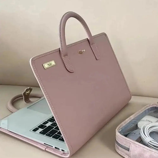 Laptop Handbag Pink Laptop Bag PU Fashion Laptop Sleeve Breathable Top-Handle Computer Protective Case for Girl Zenn Organics Inc