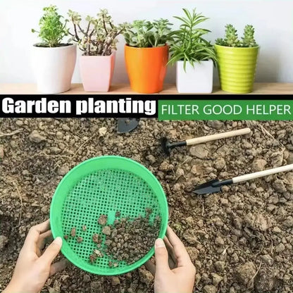 Garden Sieve Soil Sifter, Round Sieve Earth Stone Fine Gardening Tool Home Planting Sieve Screen Garden Soil Filter Net Sifter Zenn Organics Inc