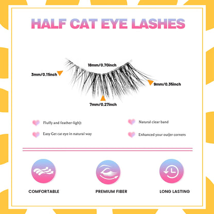 Half eyelashes, natural appearance 10 pairs of thick cat eyelashes 10mm Wispy eyelashes with short false eyelashes 3D04-10F Zenn Organics Inc
