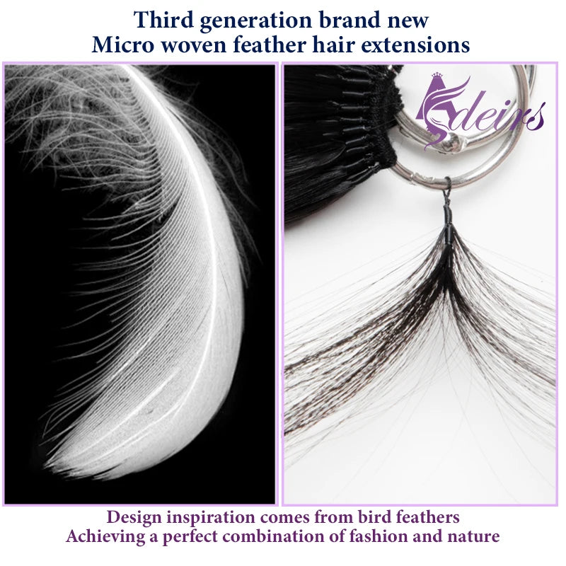 ADEIRS New Feather hair extensions 100% Human Hair Real Natural Hair Comfortable and Invisible Black Brown Blonde Straight Zenn Organics Inc