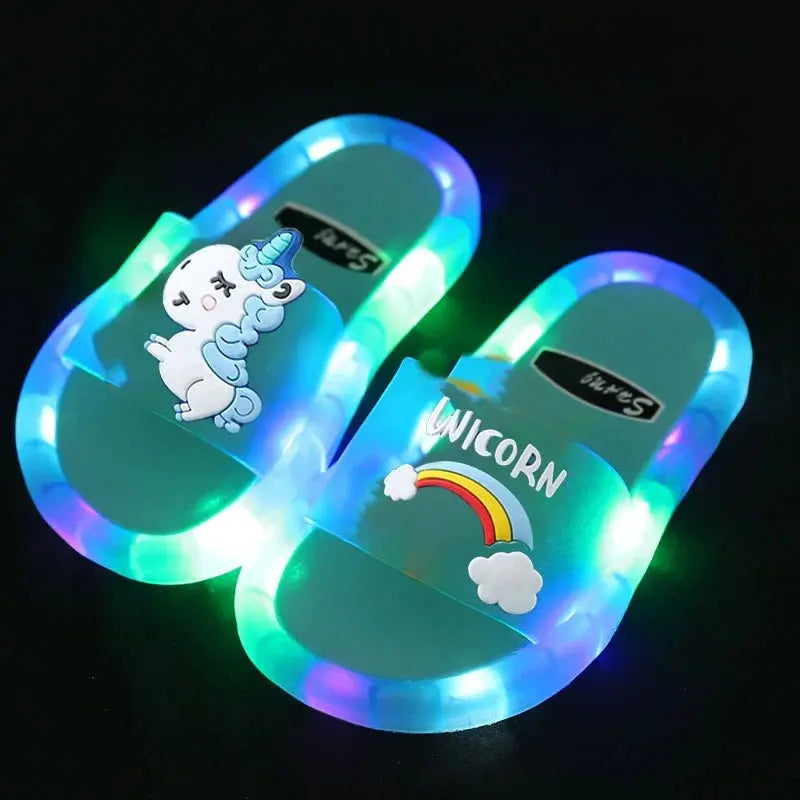 Children‘s Boys Girls Slippers Cartoon Unicorn Animals Prints Shoes Lighted Fashion Cute Shoes Bathroom Kids Toddler Slippers Zenn Organics Inc