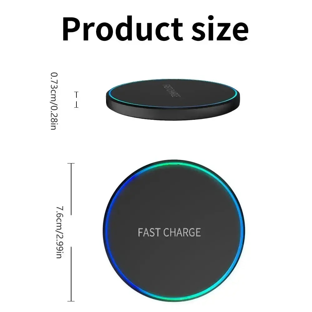 Wireless charger for phone, iPad, watch, and earphones from Zenn Organics Inc, showing a sleek induction fast charging dock station.