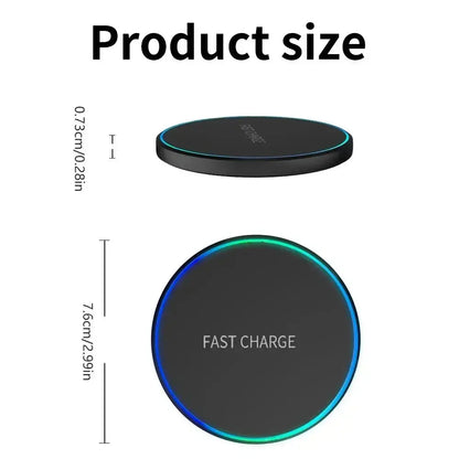 Wireless charger for phone, iPad, watch, and earphones from Zenn Organics Inc, showing a sleek induction fast charging dock station.