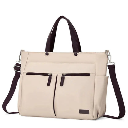 【 Laptop Bag 】 Nylon casual ladies' laptop bag, daily commuting briefcase, lightweight double main pocket single-shoulder bag Zenn Organics Inc