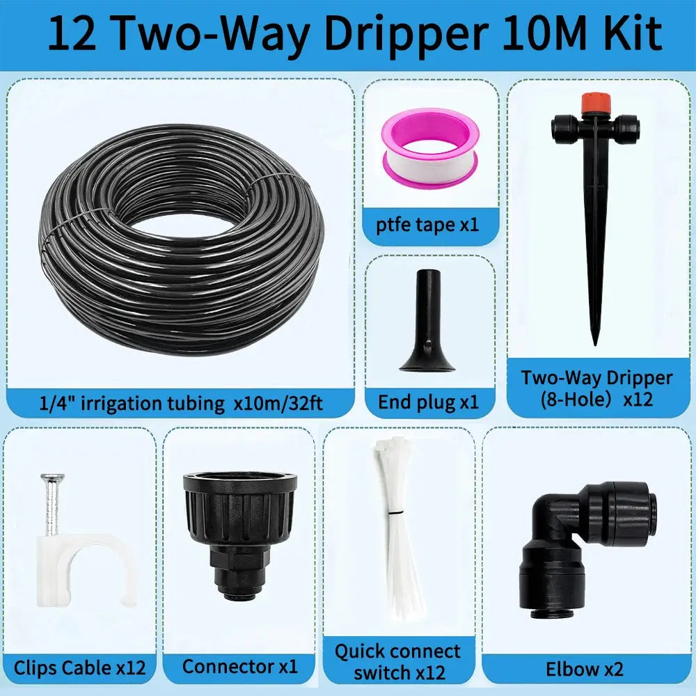 Garden Watering System, Quick-Connect Drip Irrigation Kit, DIY Automatic Irrigation Equipment Set for Lawn Raised Bed Greenhouse Zenn Organics Inc