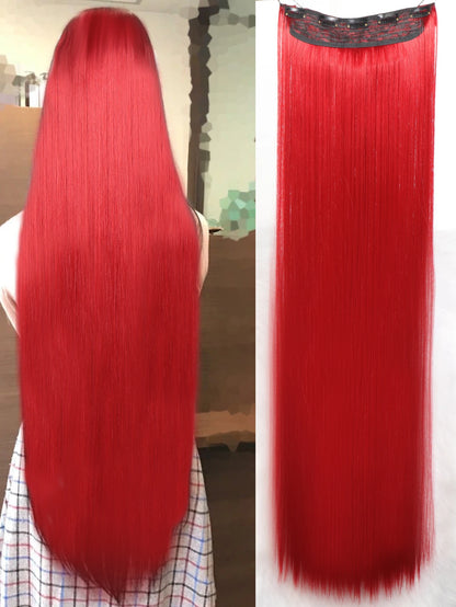 Synthetic 5 Clip In Hair Extensions Long Straight Hairstyle Hairpiece Black Brown Blonde 80CM Natural Fake Hair For Women Zenn Organics Inc