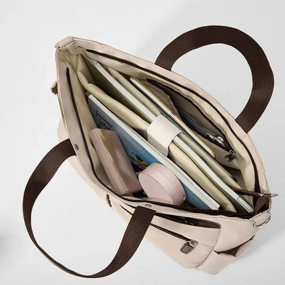 【 Laptop Bag 】 Nylon casual ladies' laptop bag, daily commuting briefcase, lightweight double main pocket single-shoulder bag Zenn Organics Inc