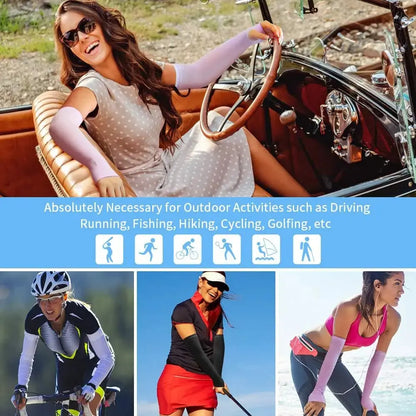 Pair of Zenn Organics compression arm sleeves for men and women, designed for sun protection during sports and workouts.