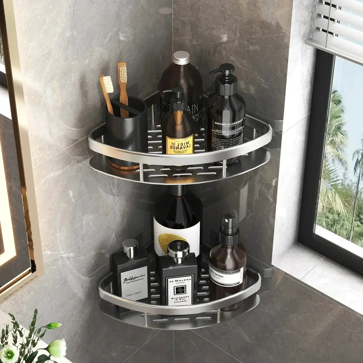 Bathroom Shelf Kitchen Storage Organizer Aluminum Alloy Shampoo Rack Shower Shelf Bathroom Accessories No Drill Shelf Zenn Organics Inc