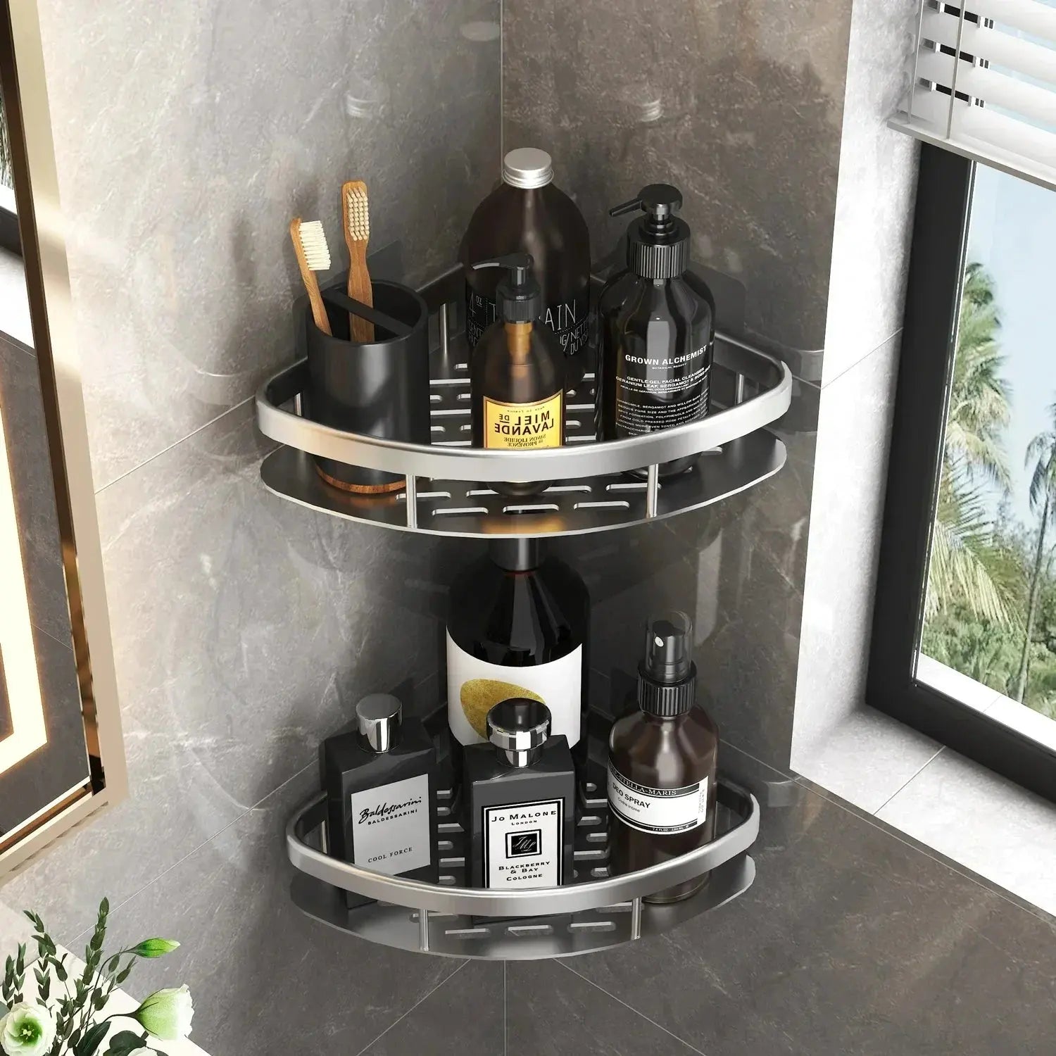 Bathroom Shelf Kitchen Storage Organizer Aluminum Alloy Shampoo Rack Shower Shelf Bathroom Accessories No Drill Shelf Zenn Organics Inc