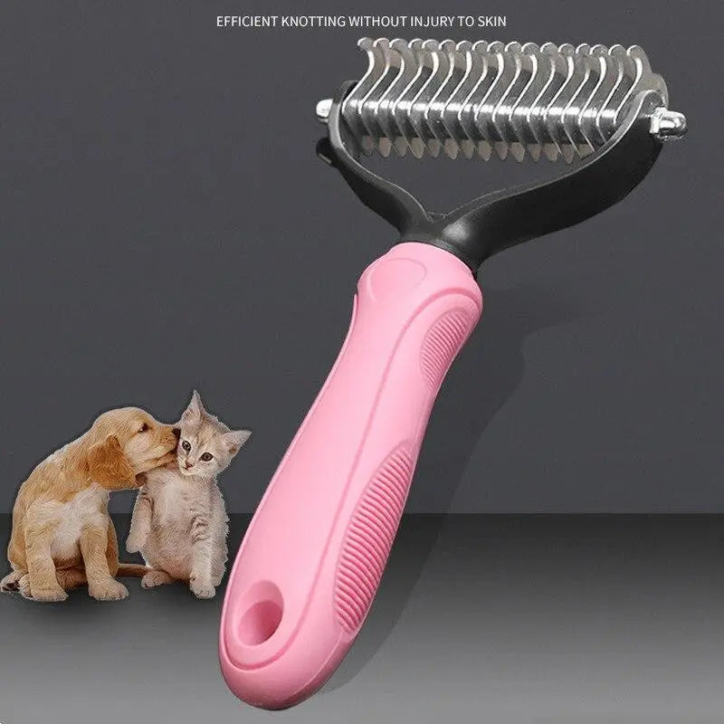Pet Essentials-11 Pet Fur Knot Remover Comb for dogs, showing a close-up of the grooming tool with metal teeth on a white background.