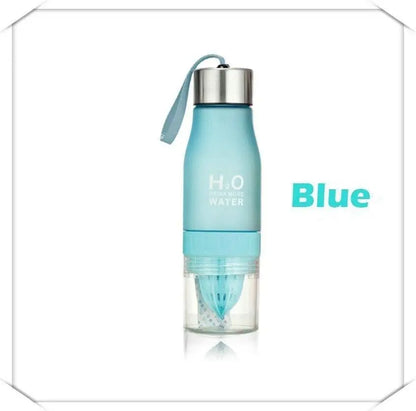 Fitness-6 H₂O Fruit Infuser Water Bottle with transparent body and colorful infuser tube for flavored hydration.
