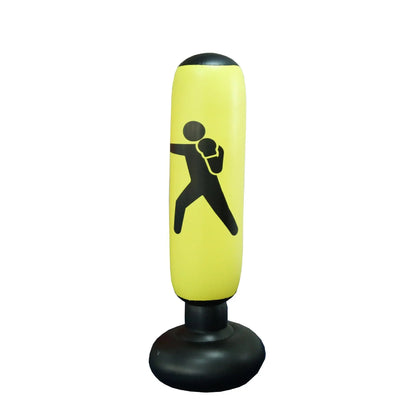 Fitness-6 inflatable punching bag trainer for boxing practice, featuring a colorful, durable inflatable design with a stable base.