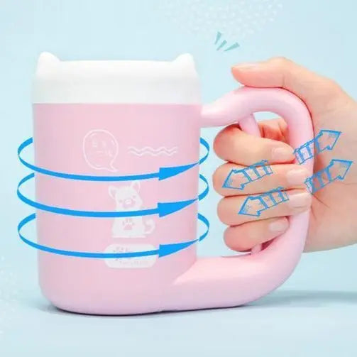 Portable Pet Essentials-11 dog paw cleaner with soft silicone bristles and a clear container for easy paw washing.