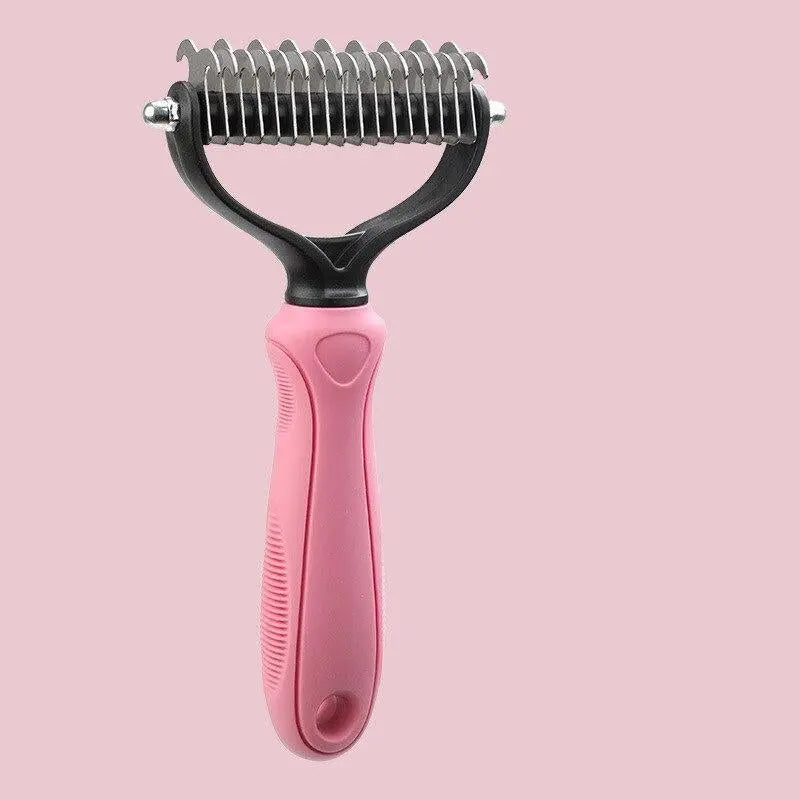 Pet Essentials-11 pet fur knot remover comb for dogs, showing a grooming tool with metal teeth on a white background.