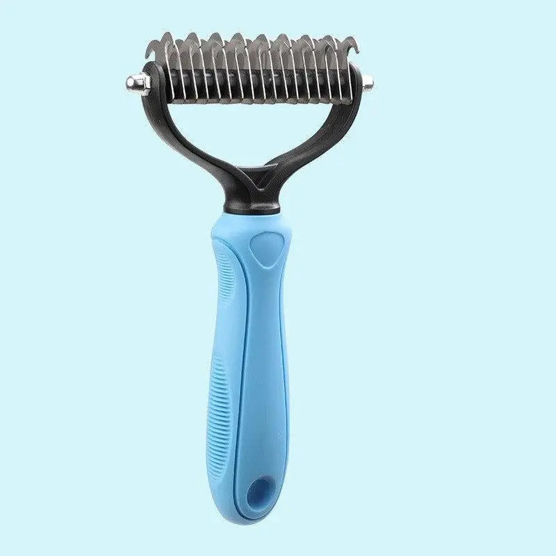 Dog grooming tool Pet Fur Knot Remover Comb by Pet Essentials-11, showing a close-up of the comb’s teeth for detangling pet fur.